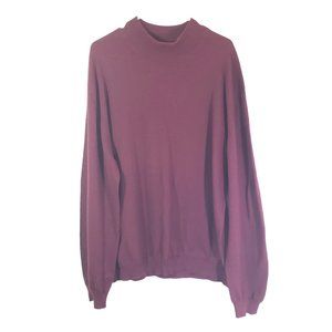 PERUVIAN CONNECTION Men's XL Burgundy Red Mock neck, Long Sleeve Sweater